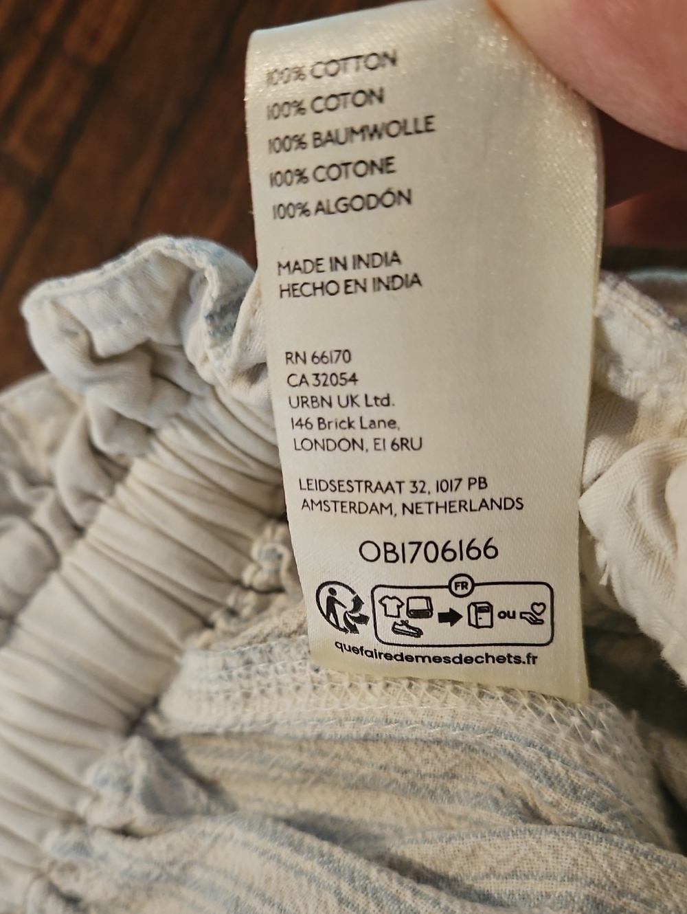 Free People Striped Cotton Pants in Cream & Blue Size Large - Picture 11 of 12